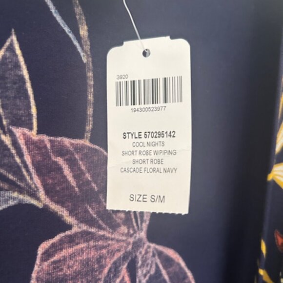 NWT- SOMA Floral Navy Blue Robe - Size S/M - Picture 3 of 5